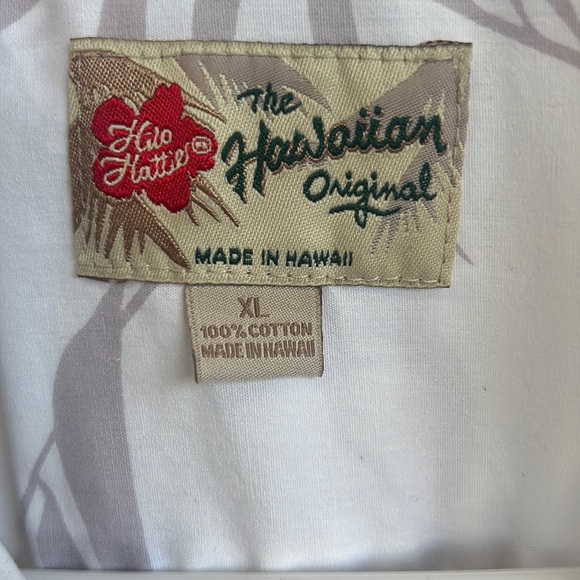 HILO HATTIE HAWAIIAN ALOHA SHIRT SIZE XL BROWN WHITE - Picture 2 of 3